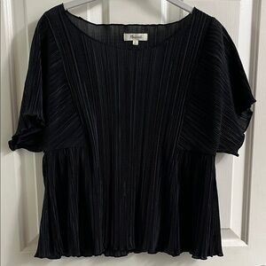Madewell Black Pleated Blouse size Medium